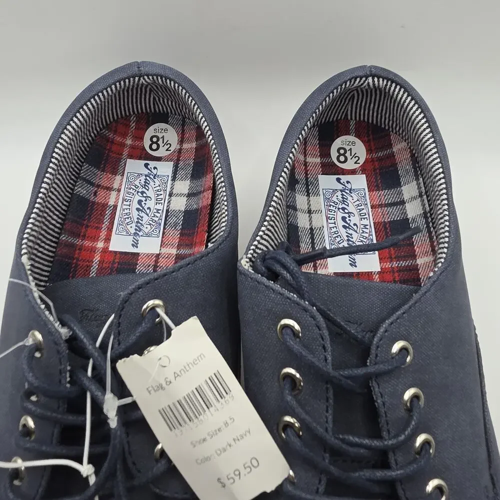 Flag & Anthem Men's Canvas Sneakers Size 8.5 Dark Navy Lace Up Casual Shoes NWT